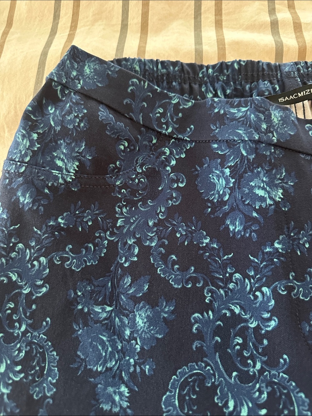 Isaac Mizrahi Navy Blue Floral-Print Chinos - Picture 7 of 9